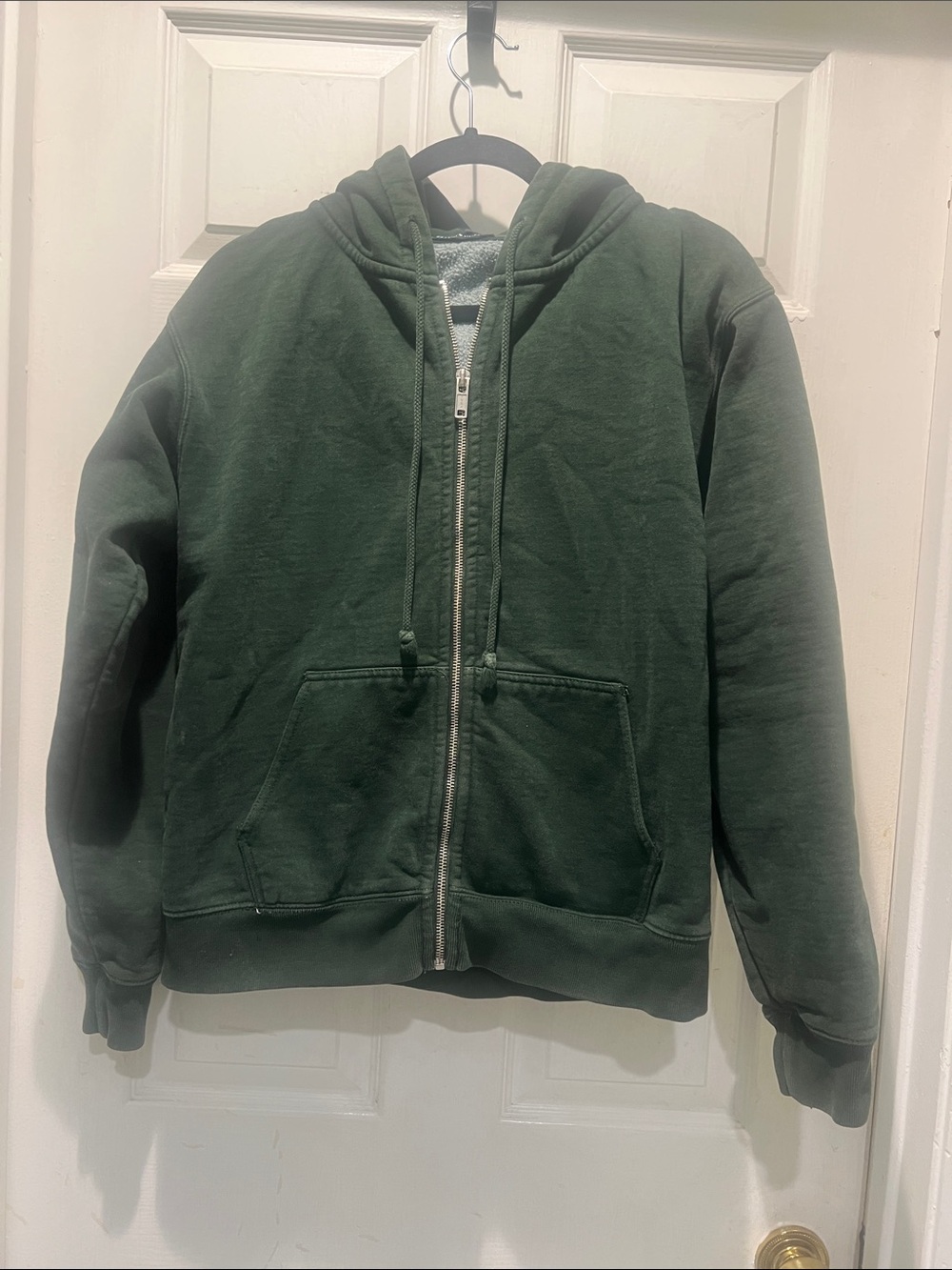 Brandy Melville Dark Green Zip-Up Hoodie